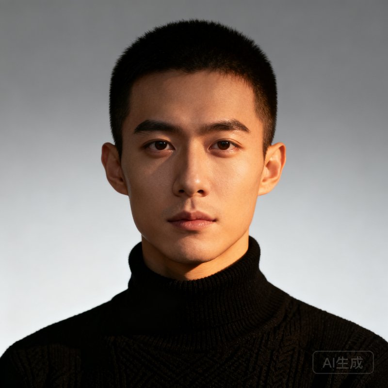 马俊杰，足球资料库产品总监，年轻男性，利落短发，身穿黑色高领毛衣，眼神专注，负责产品整体体验设计